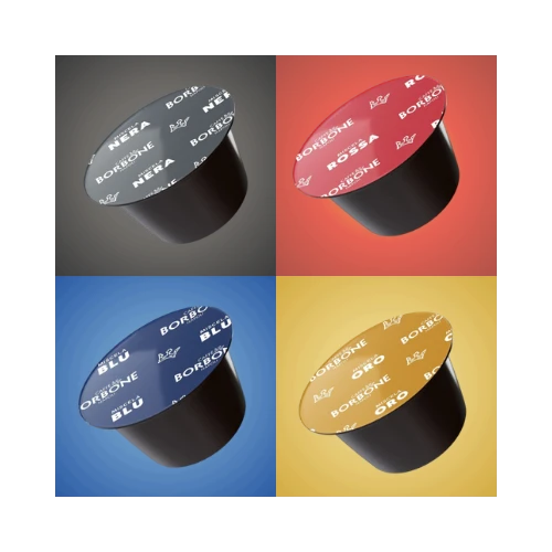 Kit Arlecchino Caffè Borbone - 200 capsule compatibili Nescafè DolceGusto con 4 miscele: Nera, Rossa, Blu e Oro