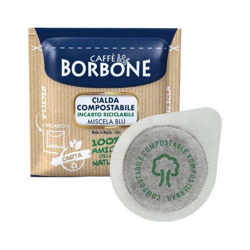 Confezione 100 Cialde Compostabili ESE 44mm Caffè BORBONE Miscela Blu - Caffè Ecologico Italiano