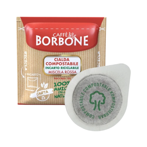 Caffè BORBONE Miscela ROSSA 100 Cialde Compostabili ESE 44mm - Espresso napoletano ecologico per casa e ufficio