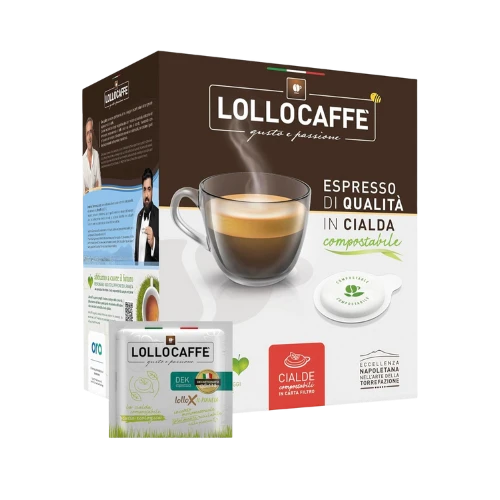 Dettaglio confezione cialde compostabili LOLLO DEK per macchine ESE 44mm