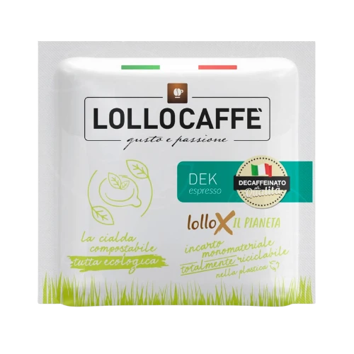 Cialda compostabile ESE 44mm LOLLO Caffè DEK decaffeinato ecologica biodegradabile