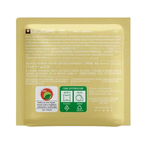 Cialde ESE 44mm compostabili LOLLO Miscela ORO per espresso italiano
