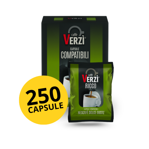 Caffè VERZì® Aroma RICCO – 250 Capsule Compatibili Nescafè® DolceGusto® - CONFEZIONE RISPARMIO
